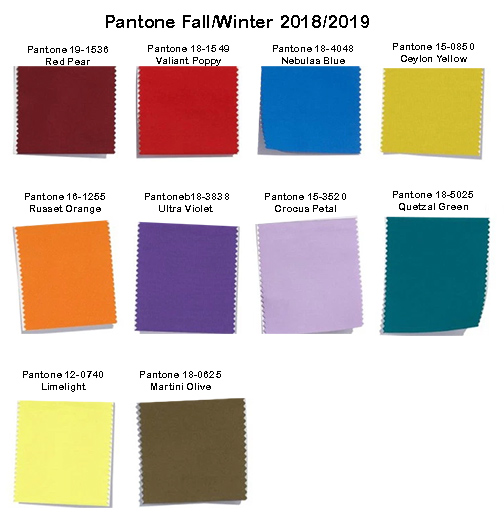 2019 pantone color chart